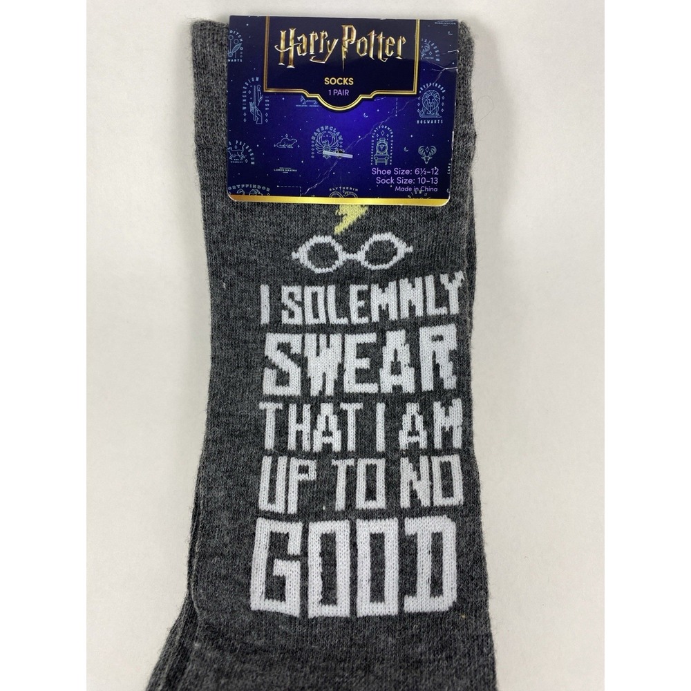Harry Potter Adult Crew Socks Sz 6.5-12 Hogwarts Novelty Graphic Wizarding World